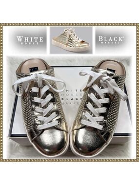 WHBM Gold Metallic Mules Sneakers Size 8